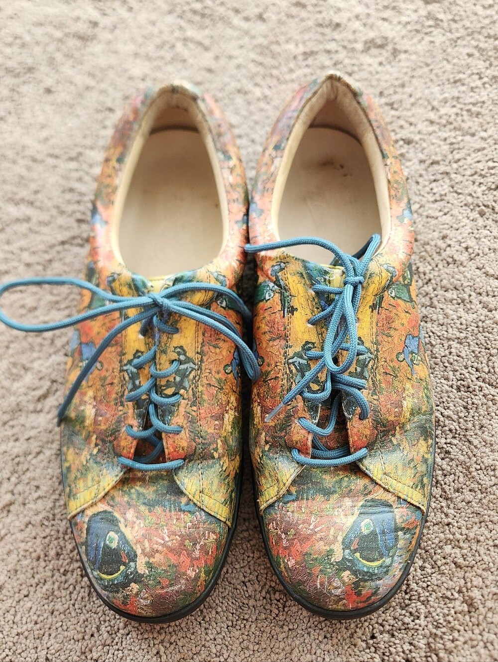 ICON Art To Wear Shoes Leather Lace Up Van Gogh Fields Watercolor Funky Artsy 8